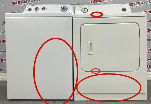 Used Whirlpool 27” Washer and Dryer Side-by-Side Set WTW4800XQ4 YWED5300SQ0 For Sale