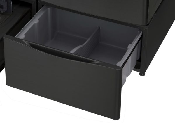 New LG 27” Laundry Storage Pedestal WDP4B-Black Steel (Models: WM4100HBA, WM3998HBA, WM4500HBA, WM3800HBA, DLEX3900B)