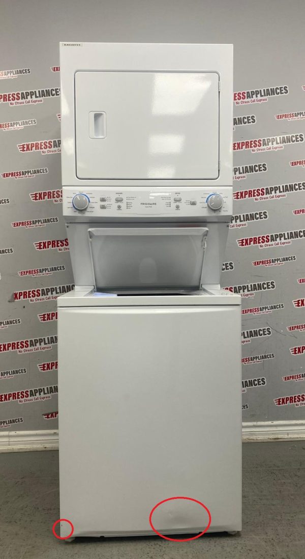 Open Box Frigidaire 27” Laundry Center Washer and Dryer FLCE752CAW4 SKU: EAC22721 For Sale