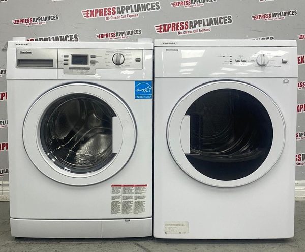 Used Blomberg 24” Front Load Washer and Electric Dryer Stackable Set WM77120NBL01 DV17542 For Sale