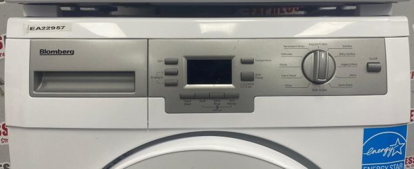 Used Blomberg 24” Front Load Washer and Electric Dryer Stackable Set WM77120NBL01 DV17542 For Sale