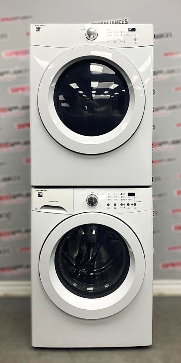 Used Kenmore 27” Front Load Washer and Dryer Stackable Set 970L48022A0 970L88022A0 For Sale