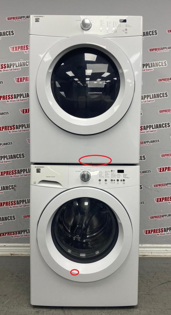 Used Kenmore 27” Front Load Washer and Dryer Stackable Set 970L48022A0 970L88022A0 For Sale