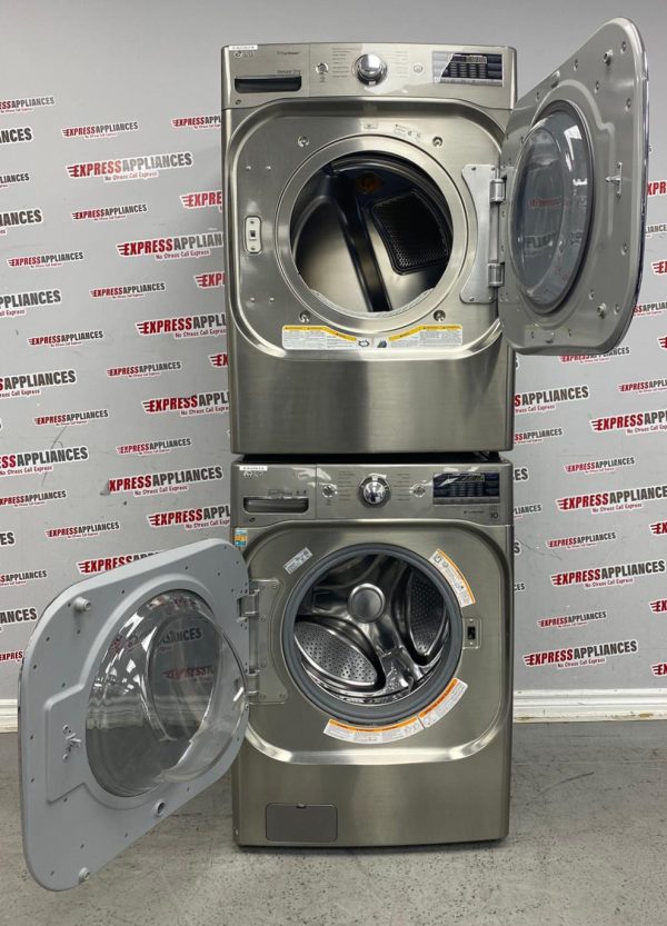 Used LG 29” Front Load	Washer and Electric Dryer Stackable Set WM8000HVA DLEX8000V For Sale