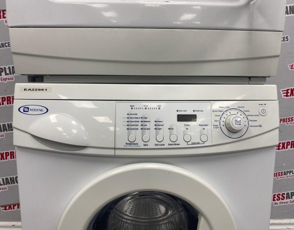 Used Maytag 24” Washer and Dryer Stackable Set MAH2400AWW MDE2400AZW For Sale