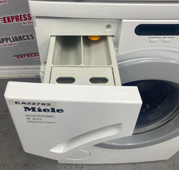 Used Miele 24” Front Load Washer and Ventless Dryer Stackable Set W1623 T7644C For Sale