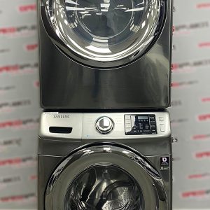 Used Samsung 27" Front Load Washer and Dryer Stackable Set WF42H5200AP/A2 DV24H5200EP/AC For Sale