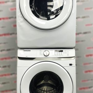 Used Samsung 27” Front Load Washer and Electric Dryer Stackable Set WF45T6000AW DVE45T6005W/AC For Sale