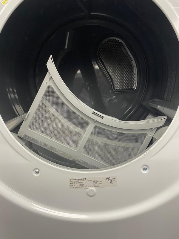 Used Samsung 27” Front Load Washer and Electric Dryer Stackable Set WF45T6000AW DVE45T6005W/AC For Sale