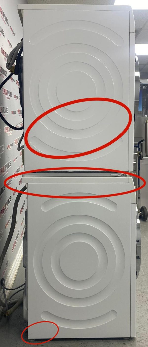 Used Bosch 24” Front Load Washer and Electric Ventless Dryer Stackable Set WAT28402UC WTG86402UC/01 For Sale