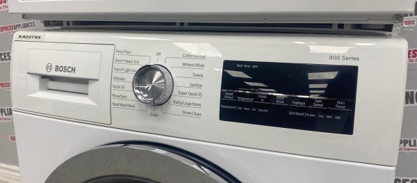 Used Bosch 24” Front Load Washer and Electric Ventless Dryer Stackable Set WAT28402UC WTG86402UC/01 For Sale