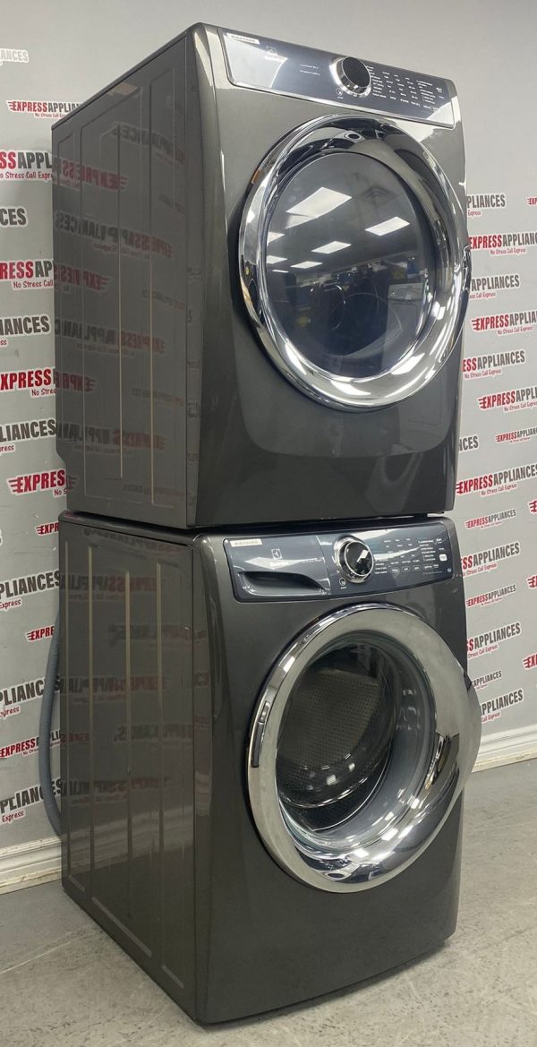 Used Electrolux 27” Front Load Washer and Electric Dryer Stackable Set EFLS527UTT2 EFMC627UTT2 For Sale