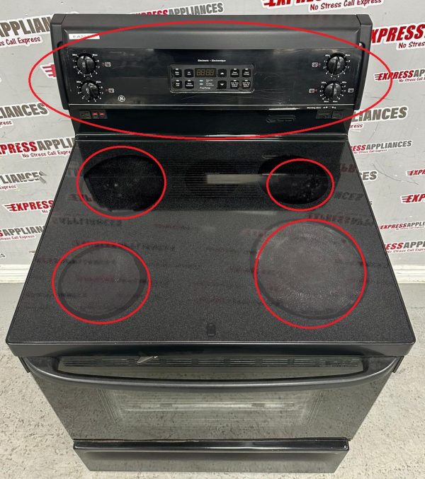 Used GE 30” Freestanding Glass Top Stove GRSR3920ZBB-3 For Sale