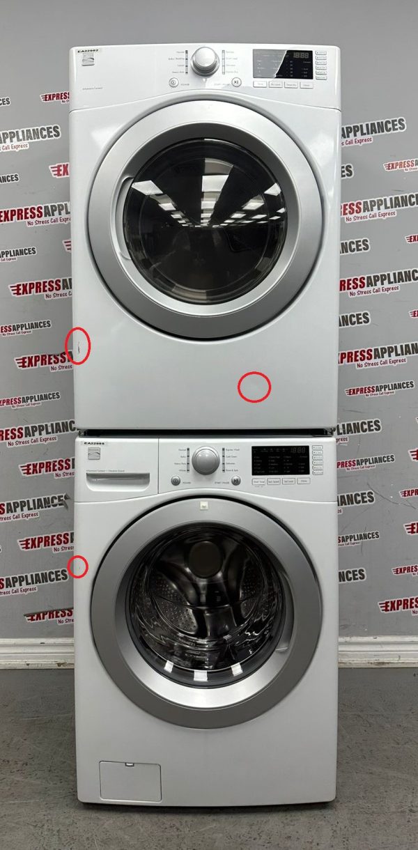 Used Kenmore 27” Front Load Washer and Electric Dryer Stackable Set 796.41162.160 796.81182.160 For Sale