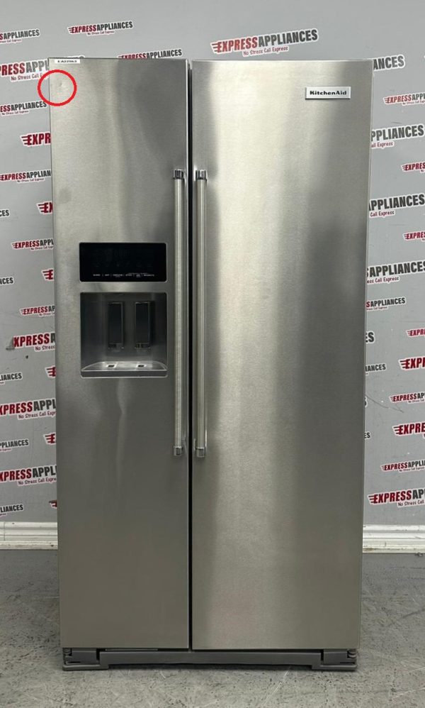 Used KitchenAid 36” Side-By-Side Refrigerator KRSC503ESS00 For Sale