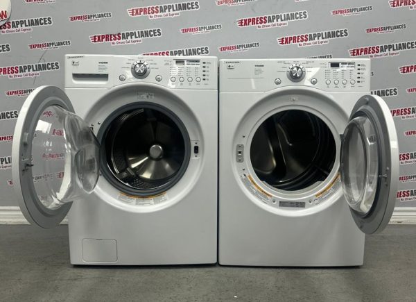 Used LG 27” Front Load Washer and Electric Dryer Stackable Set WM2077CW DLE3777W For Sale