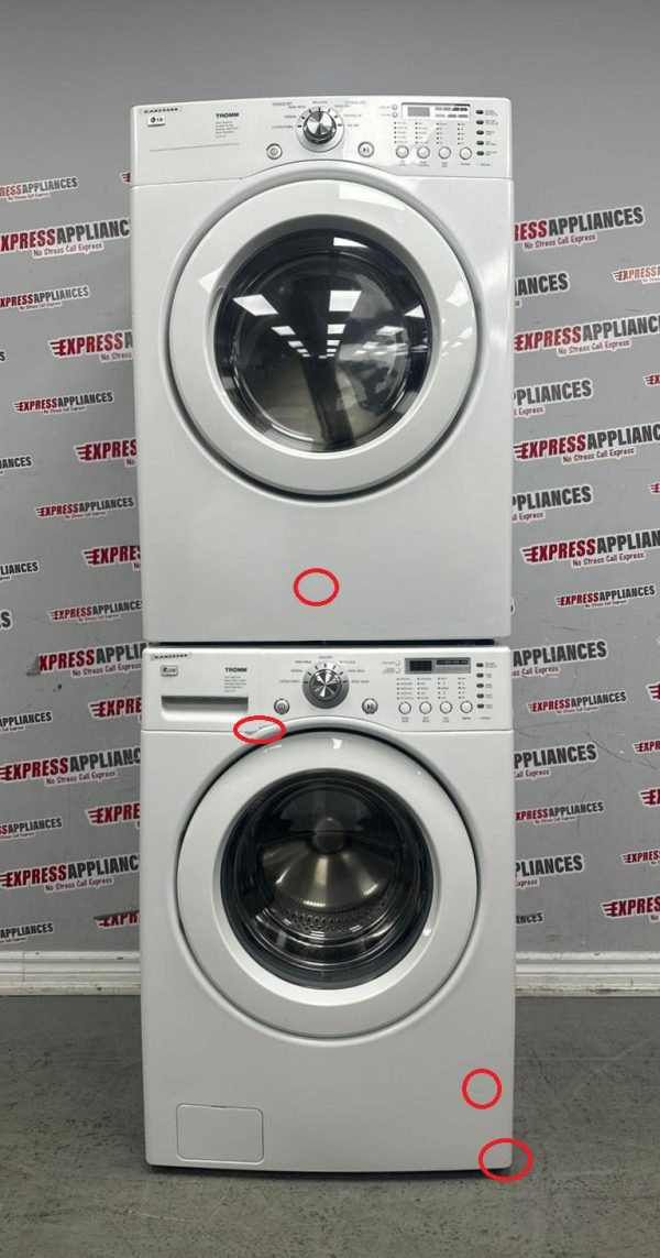 Used LG 27” Front Load Washer and Electric Dryer Stackable Set WM2077CW DLE3777W For Sale