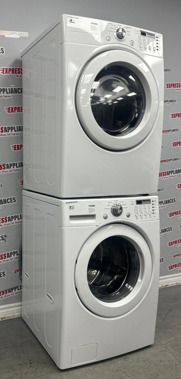 Used LG 27” Front Load Washer and Electric Dryer Stackable Set WM2077CW DLE3777W For Sale