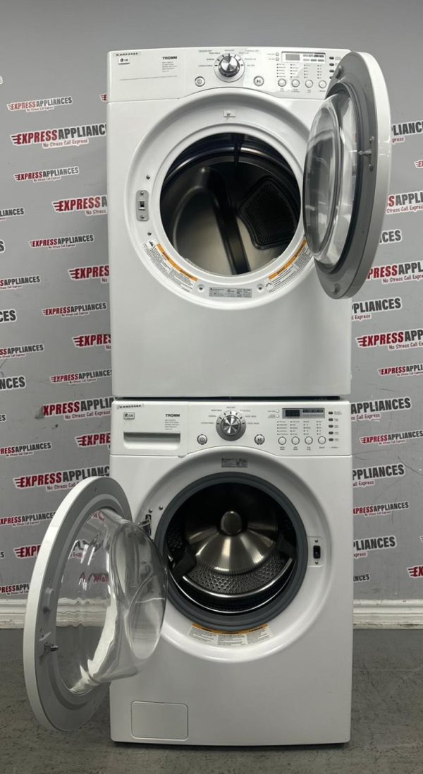 Used LG 27” Front Load Washer and Electric Dryer Stackable Set WM2077CW DLE3777W For Sale