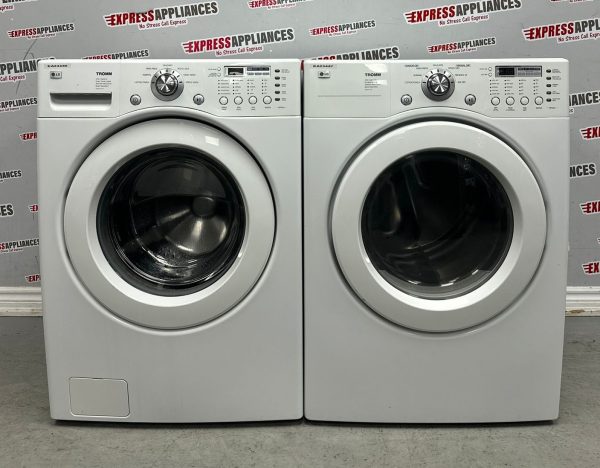 Used LG 27” Front Load	Washing Machine and Electric Dryer Stackable Set WM2077CW DLE3777W For Sale