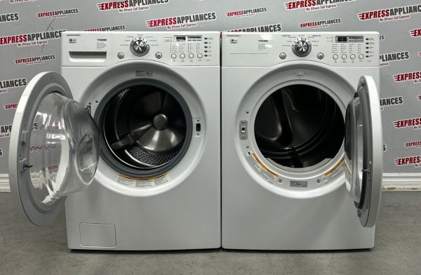 Used LG 27” Front Load	Washing Machine and Electric Dryer Stackable Set WM2077CW DLE3777W For Sale