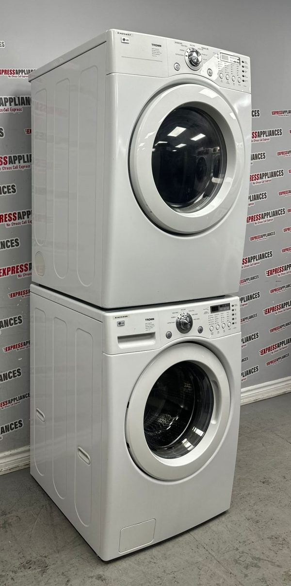 Used LG 27” Front Load	Washing Machine and Electric Dryer Stackable Set WM2077CW DLE3777W For Sale