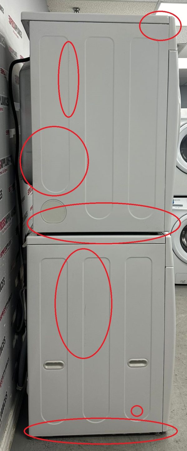 Used LG 27” Front Load	Washing Machine and Electric Dryer Stackable Set WM2077CW DLE3777W For Sale