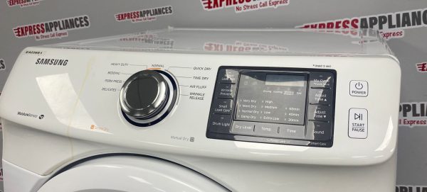 Used Samsung 27” Front Load Washer and Electric Dryer Stackable Set WF45M5100AW/A5 DV42H5000EW/AC SKU: REA22677 REA22681 For Sale