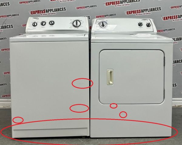 Used Whirlpool 27” Top Load Washer and 29” Electric Dryer Side-by-Side Set WTW5200VQ2 YWED4800XQ0 For Sale