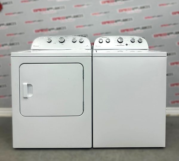 Used Whirlpool 27” Top Load Washer and 30” Electric Dryer Side-By-Side Set WTW5000DW0 YWED49STBW1 For Sale