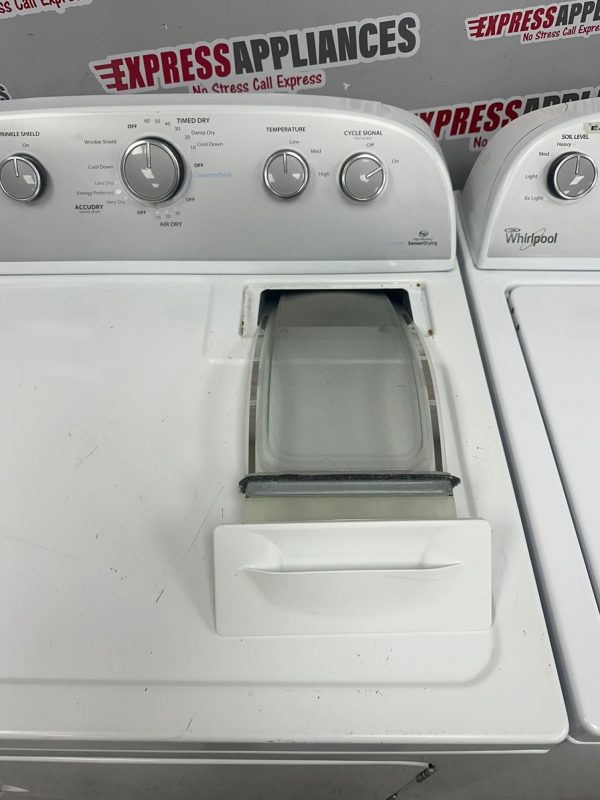 Used Whirlpool 27” Top Load Washer and 30” Electric Dryer Side-By-Side Set WTW5000DW0 YWED49STBW1 For Sale