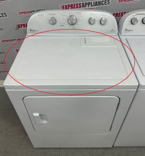 Used Whirlpool 27” Top Load Washer and 30” Electric Dryer Side-By-Side Set WTW5000DW0 YWED49STBW1 For Sale