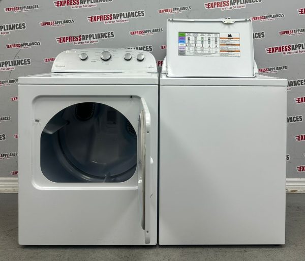 Used Whirlpool 27” Top Load Washer and 30” Electric Dryer Side-By-Side Set WTW5000DW0 YWED49STBW1 For Sale