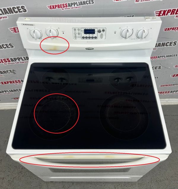 Used Whirlpool 30” Freestanding Glass Top Stove WERC4101SQ0 For Sale