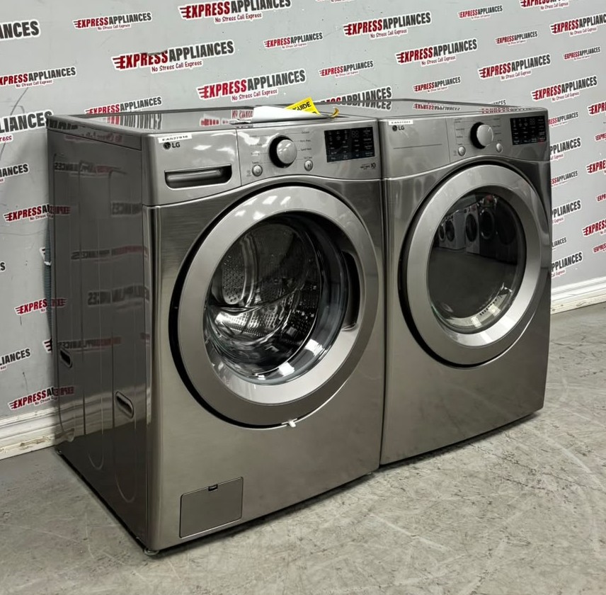Open Box LG 27” Front Load Washer and Electric Dryer Stackable Set WM3400CV DLE3400V For Sale Open Box LG 27” Front Load Washer and Electric Dryer Stackable Set WM3400CV DLE3400V For Sale