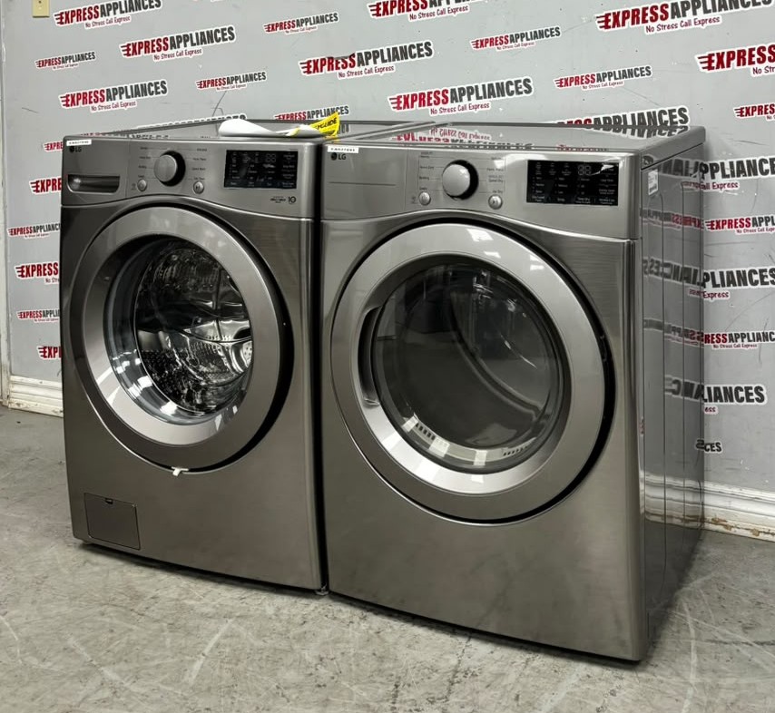 Open Box LG 27” Front Load Washer and Electric Dryer Stackable Set WM3400CV DLE3400V For Sale Open Box LG 27” Front Load Washer and Electric Dryer Stackable Set WM3400CV DLE3400V For Sale