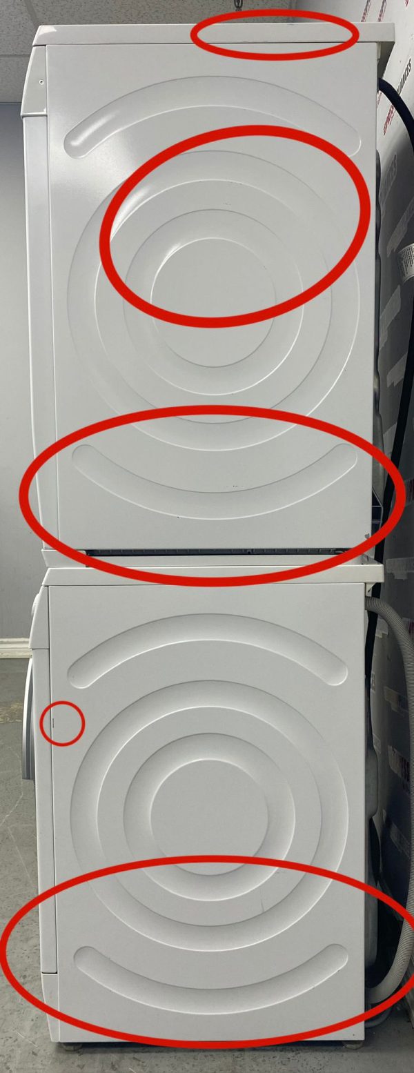 Used Bosch 24” Front Load Washer and Electric Dryer Stackable Set WAS24460UC WTV76100CN For Sale