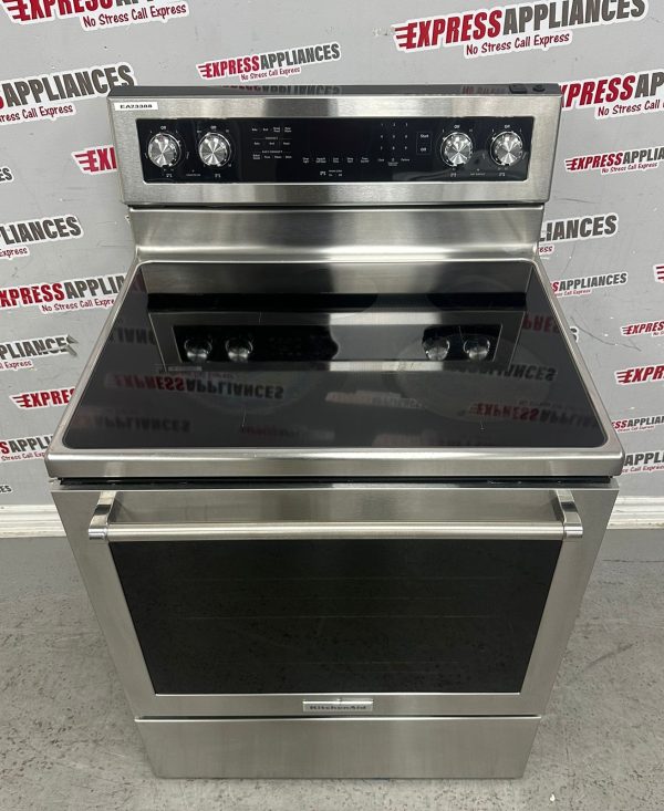 Used KitchenAid 30” Freestanding Glass Top Stove YKFEG500ESS3 For Sale