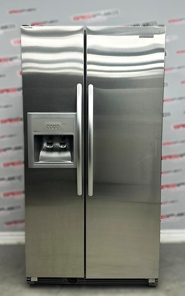 Used KitchenAid 36” Counter Depth Side-By-Side Refrigerator KSCS23FSMS03 For Sale