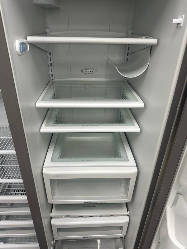 Used KitchenAid 36” Counter Depth Side-By-Side Refrigerator KSCS23FSMS03 For Sale