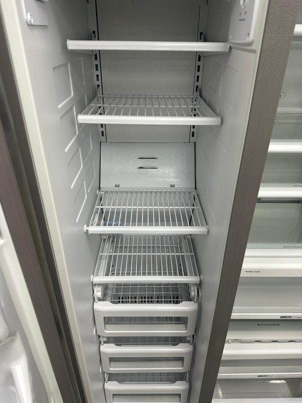 Used KitchenAid 36” Counter Depth Side-By-Side Refrigerator KSCS23FSMS03 For Sale