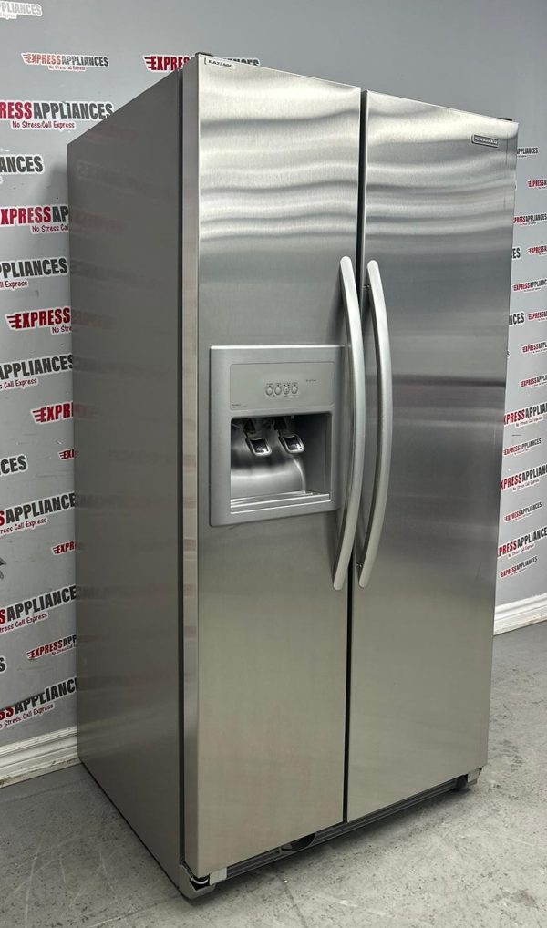 Used KitchenAid 36” Counter Depth Side-By-Side Refrigerator KSCS23FSMS03 For Sale