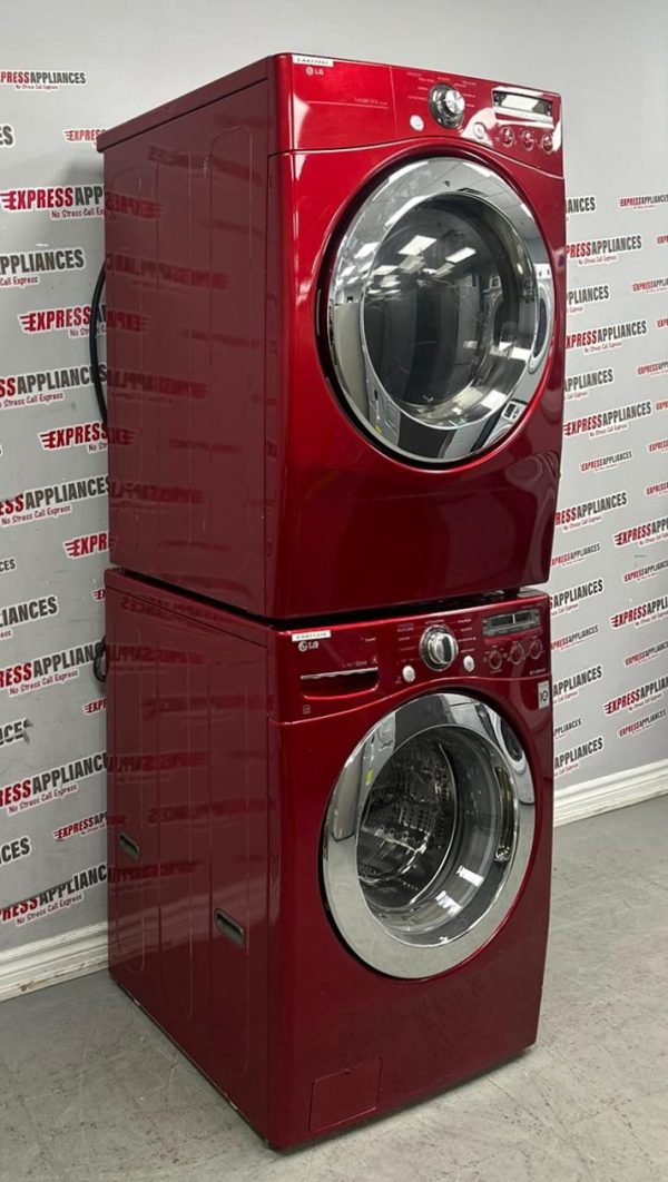 Used LG 27” Front Load	Washing Machine and Electric Dryer Stackable Set WM2650HRA DLE2150R For Sale