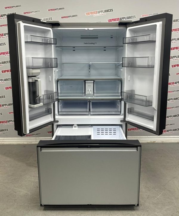 Used Samsung 36” French Door Panel Ready Refrigerator RF30BB6200QL For Sale