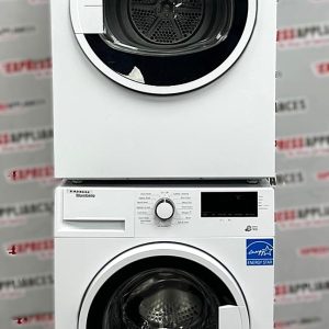 Used Blomberg 24” Front Load Washer and Electric Dryer Stackable Set WM72200W DV17600W For Sale