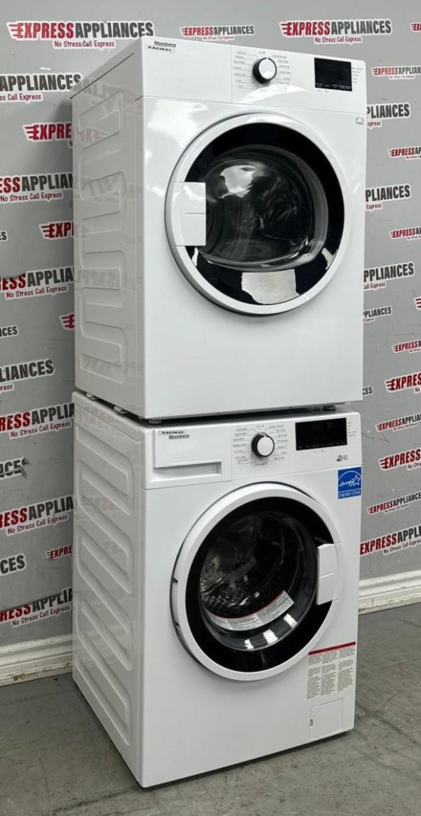 Used Blomberg 24” Front Load Washer and Electric Dryer Stackable Set WM72200W DV17600W For Sale