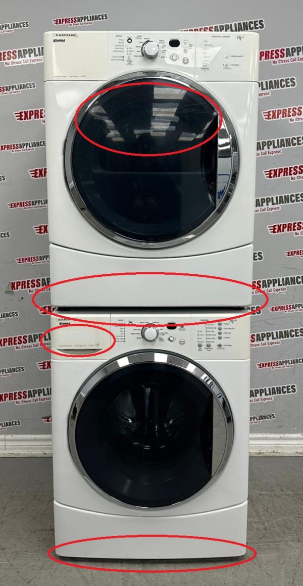 Used Kenmore 27” Front Load Washer and Electric Dryer Stackable Set 110.475716 110.C87571601 For Sale