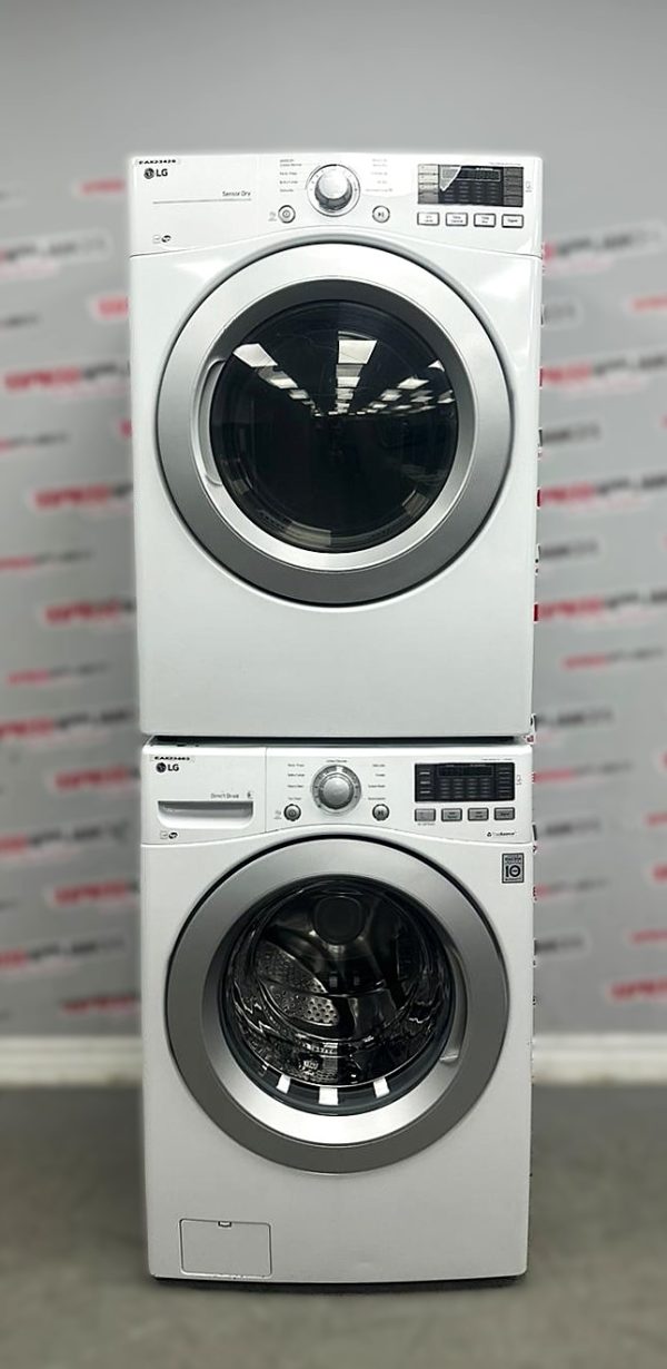 Used LG 27” Front Load Washer and Electric Dryer Stackable Set WM3270CW DLE3170W For Sale