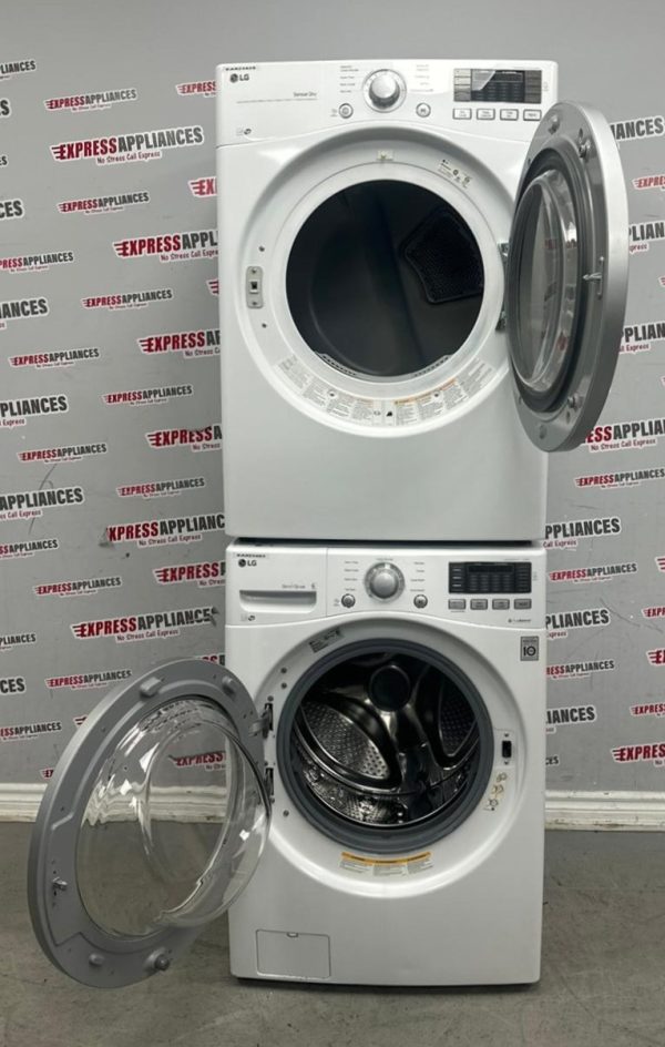 Used LG 27” Front Load Washer and Electric Dryer Stackable Set WM3270CW DLE3170W For Sale