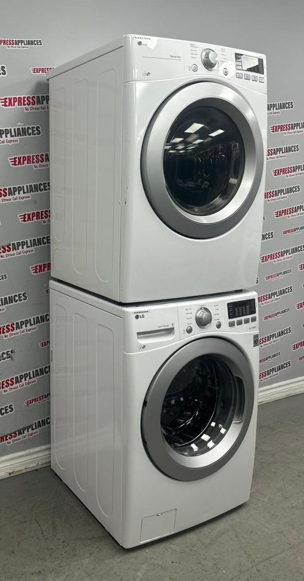 Used LG 27” Front Load Washer and Electric Dryer Stackable Set WM3270CW DLE3170W For Sale